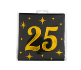 25 Jaar Servetten Zwart Goud 19cm 16st